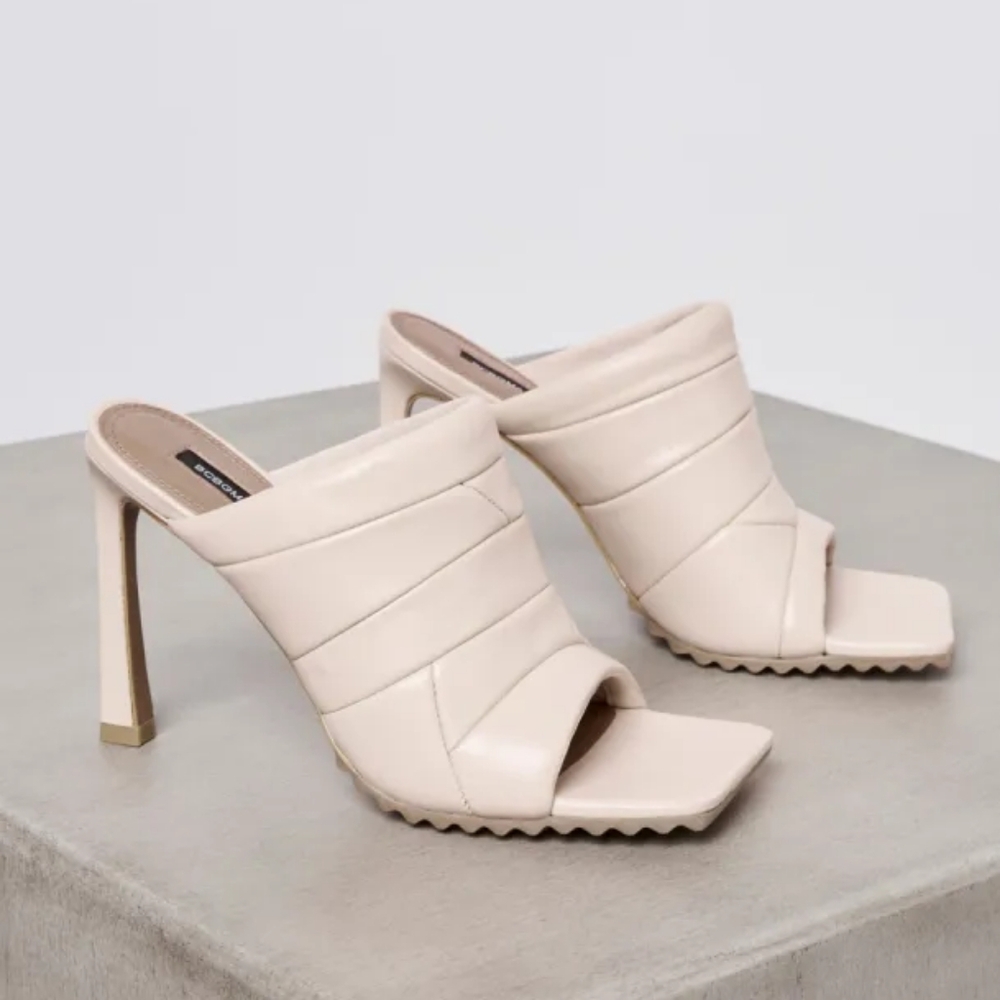 BCBGMAXAZRIA Palis Tan Slide Mule Sandal - Napa Leather Size 7.5